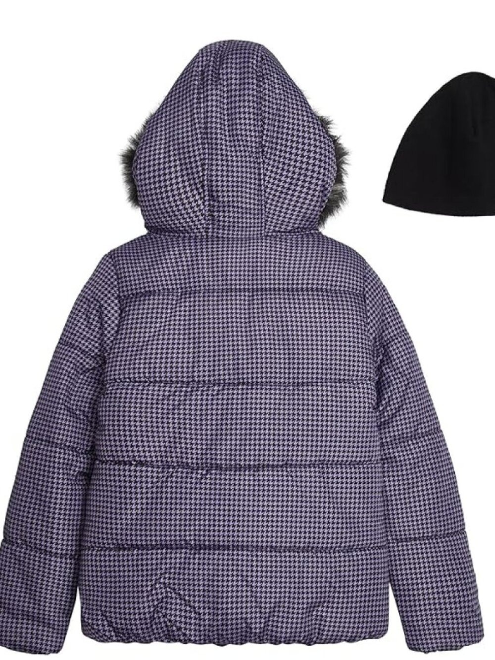 London Fog Girls Purple Black Puffer Jacket  Hooded Winter Coat 4T NWT - Picture 3 of 11